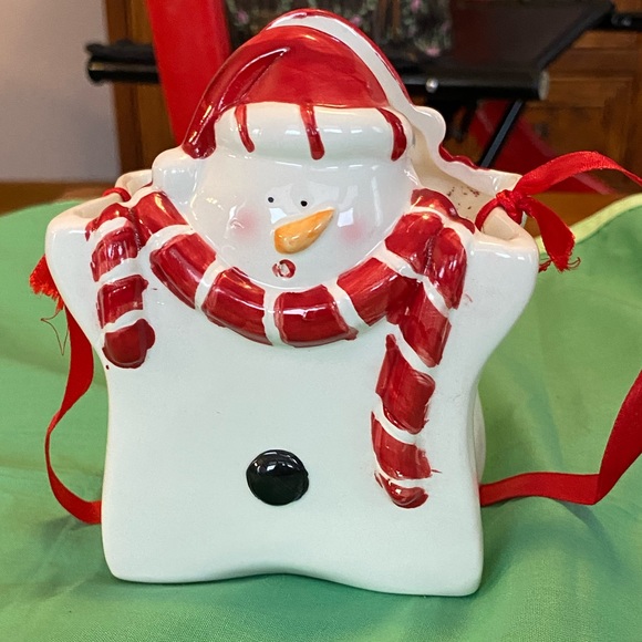 NWOT snowman, ceramic snowman dip serving dish with Santa spreading knife - Picture 2 of 8